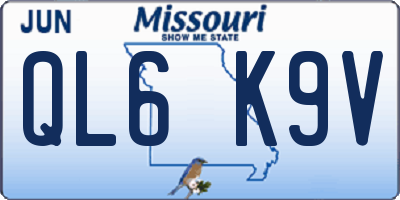 MO license plate QL6K9V