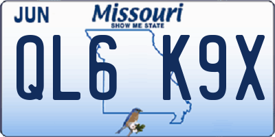 MO license plate QL6K9X