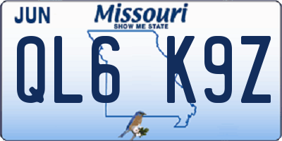 MO license plate QL6K9Z