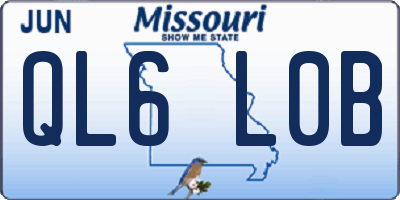 MO license plate QL6L0B
