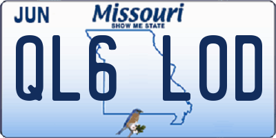 MO license plate QL6L0D