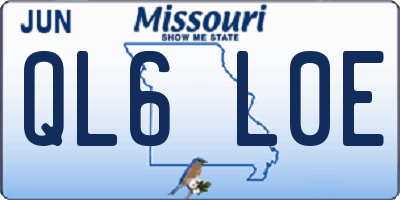 MO license plate QL6L0E