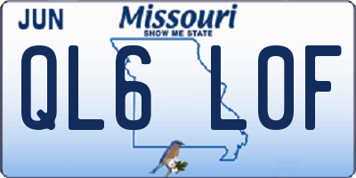 MO license plate QL6L0F