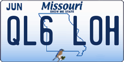 MO license plate QL6L0H