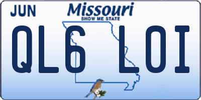 MO license plate QL6L0I