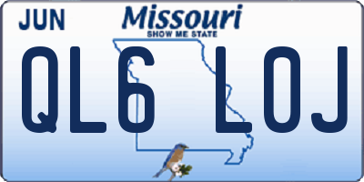 MO license plate QL6L0J
