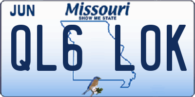 MO license plate QL6L0K