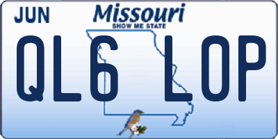 MO license plate QL6L0P