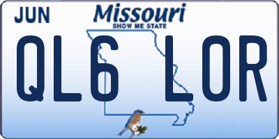 MO license plate QL6L0R