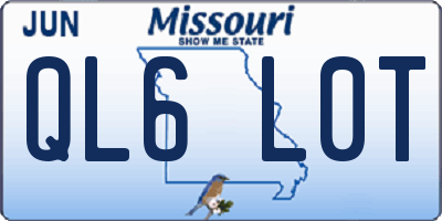 MO license plate QL6L0T