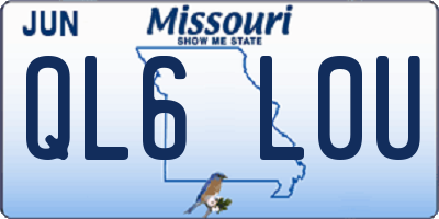 MO license plate QL6L0U