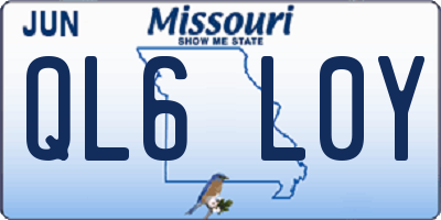 MO license plate QL6L0Y