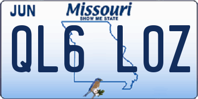 MO license plate QL6L0Z