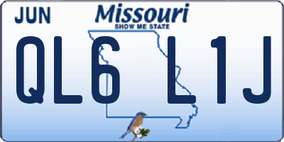MO license plate QL6L1J