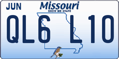 MO license plate QL6L1O