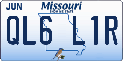 MO license plate QL6L1R