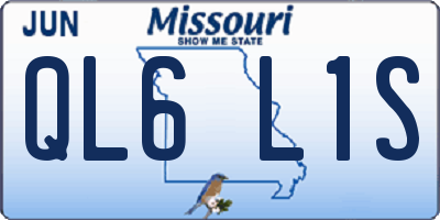 MO license plate QL6L1S