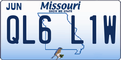 MO license plate QL6L1W