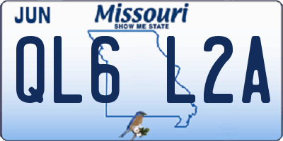 MO license plate QL6L2A