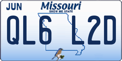 MO license plate QL6L2D