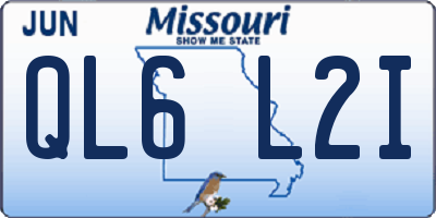MO license plate QL6L2I