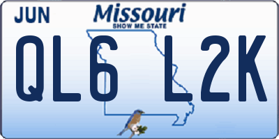 MO license plate QL6L2K