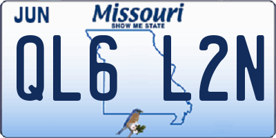 MO license plate QL6L2N