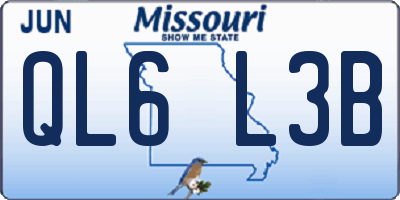 MO license plate QL6L3B