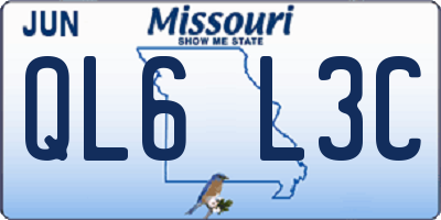 MO license plate QL6L3C