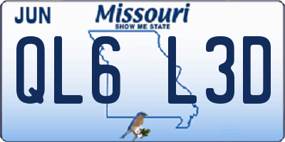MO license plate QL6L3D