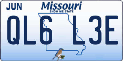 MO license plate QL6L3E