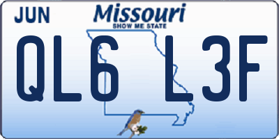MO license plate QL6L3F