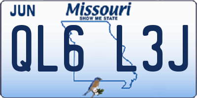 MO license plate QL6L3J