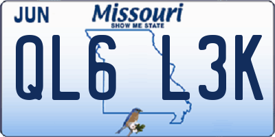 MO license plate QL6L3K