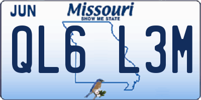 MO license plate QL6L3M