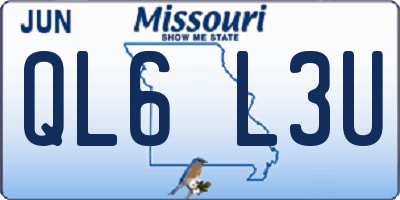MO license plate QL6L3U