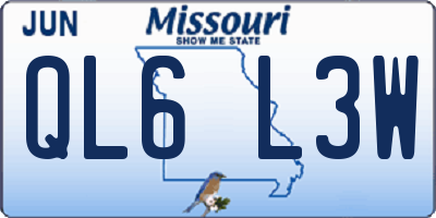 MO license plate QL6L3W