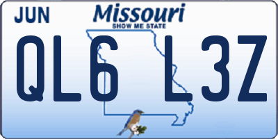 MO license plate QL6L3Z