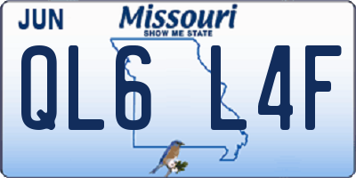 MO license plate QL6L4F