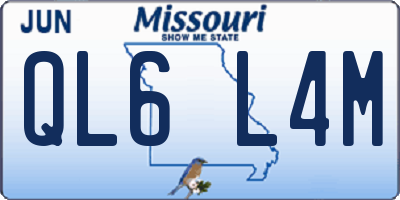 MO license plate QL6L4M
