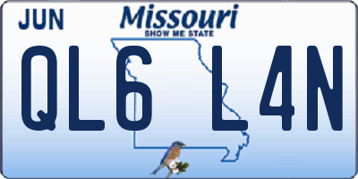 MO license plate QL6L4N