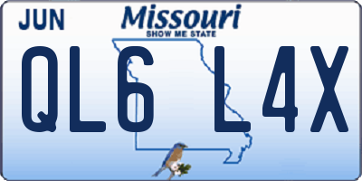 MO license plate QL6L4X