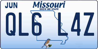 MO license plate QL6L4Z