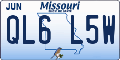 MO license plate QL6L5W