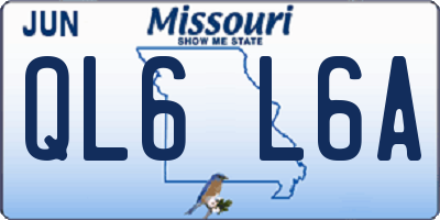 MO license plate QL6L6A