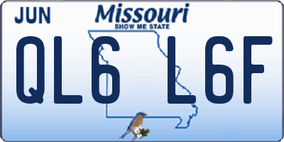 MO license plate QL6L6F