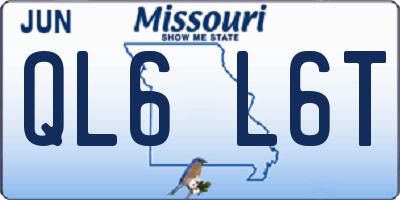 MO license plate QL6L6T