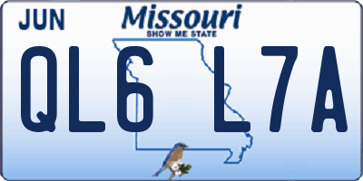 MO license plate QL6L7A