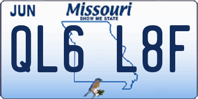 MO license plate QL6L8F