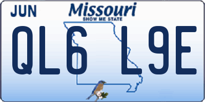 MO license plate QL6L9E